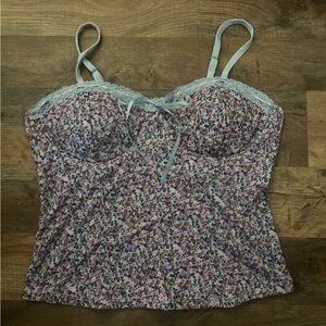 No Boundaries Floral Print Crop Top with Lace Trim